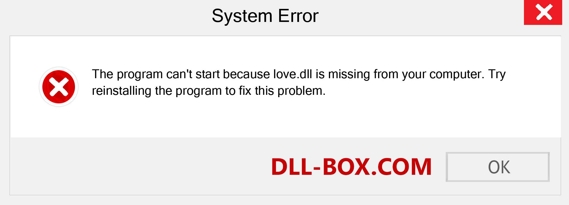  love.dll file is missing?. Download for Windows 7, 8, 10 - Fix  love dll Missing Error on Windows, photos, images